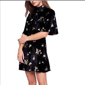 Free People Velvet Floral Print High Neck Midi
